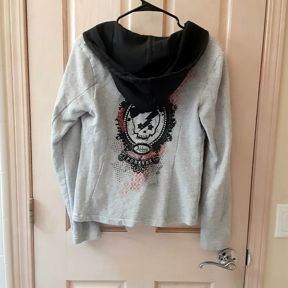 Abbey Dawn by Avril Lavigne Grey Hooded Jacket with Skull on Back Size S